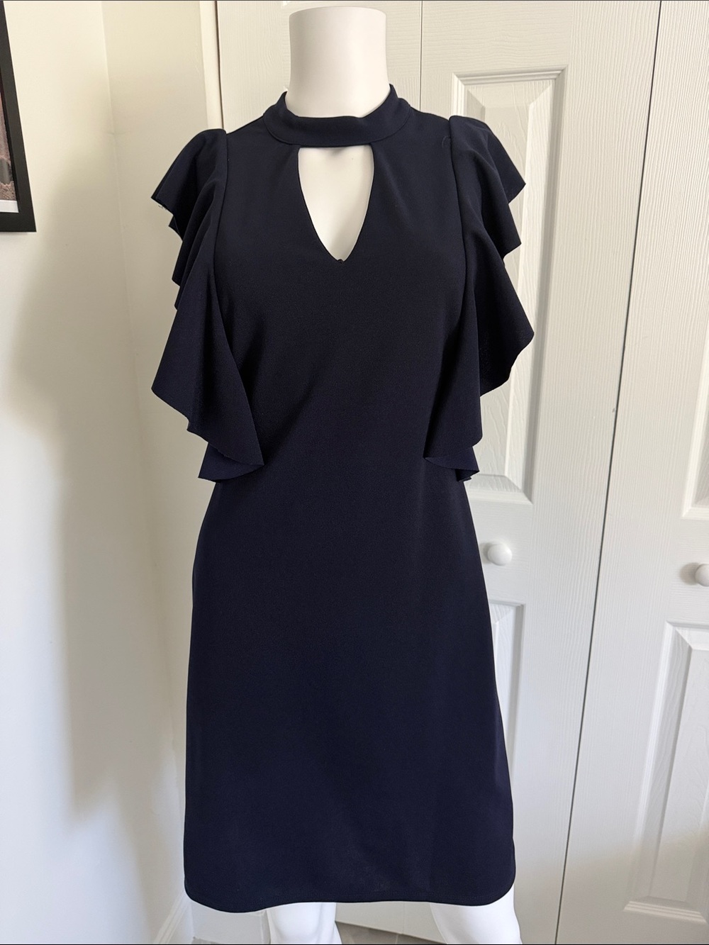 She + Sky  Ruffle Sleeve Keyhole Dress